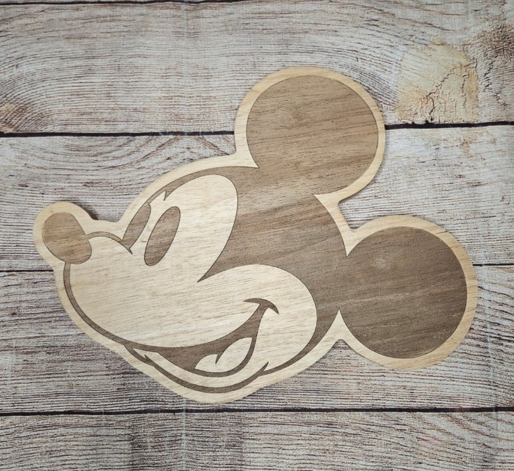Disney Mickey Mouse Laser Finish Figural Wood Serving Board Cutting Board
