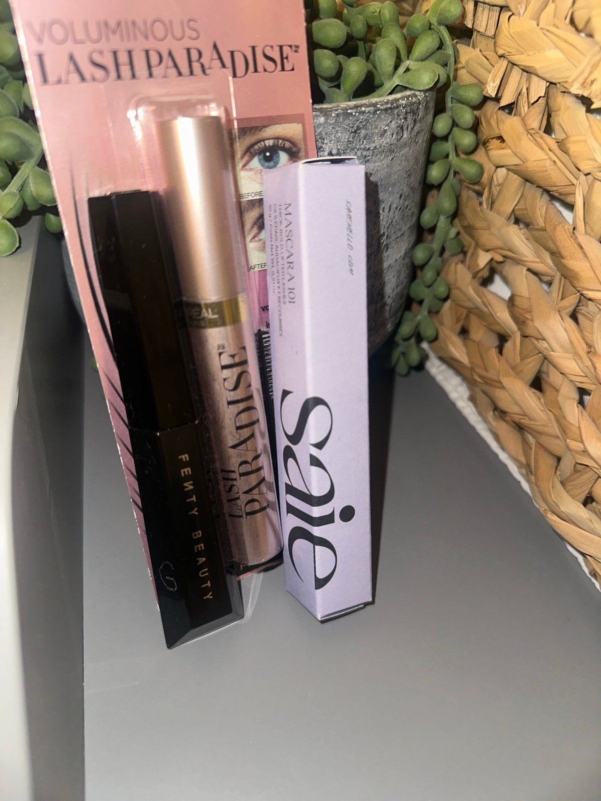 Saie, Fenty beauty, and L’Oréal Paris mascara bundle