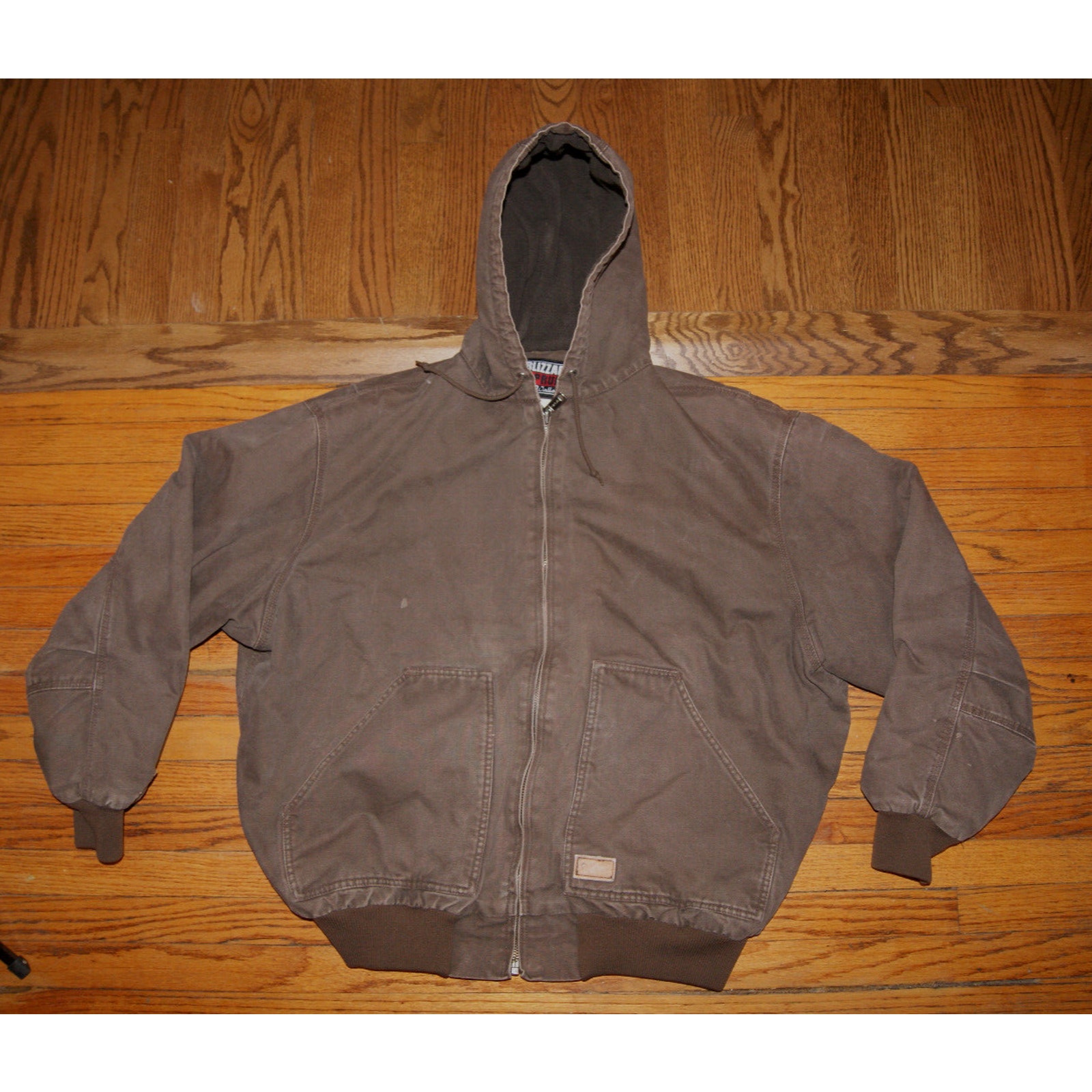 Walls Jacket Mens 2XL Brown Blizzard Pruf Ultra Duck Canvas Hooded Fleece Lined