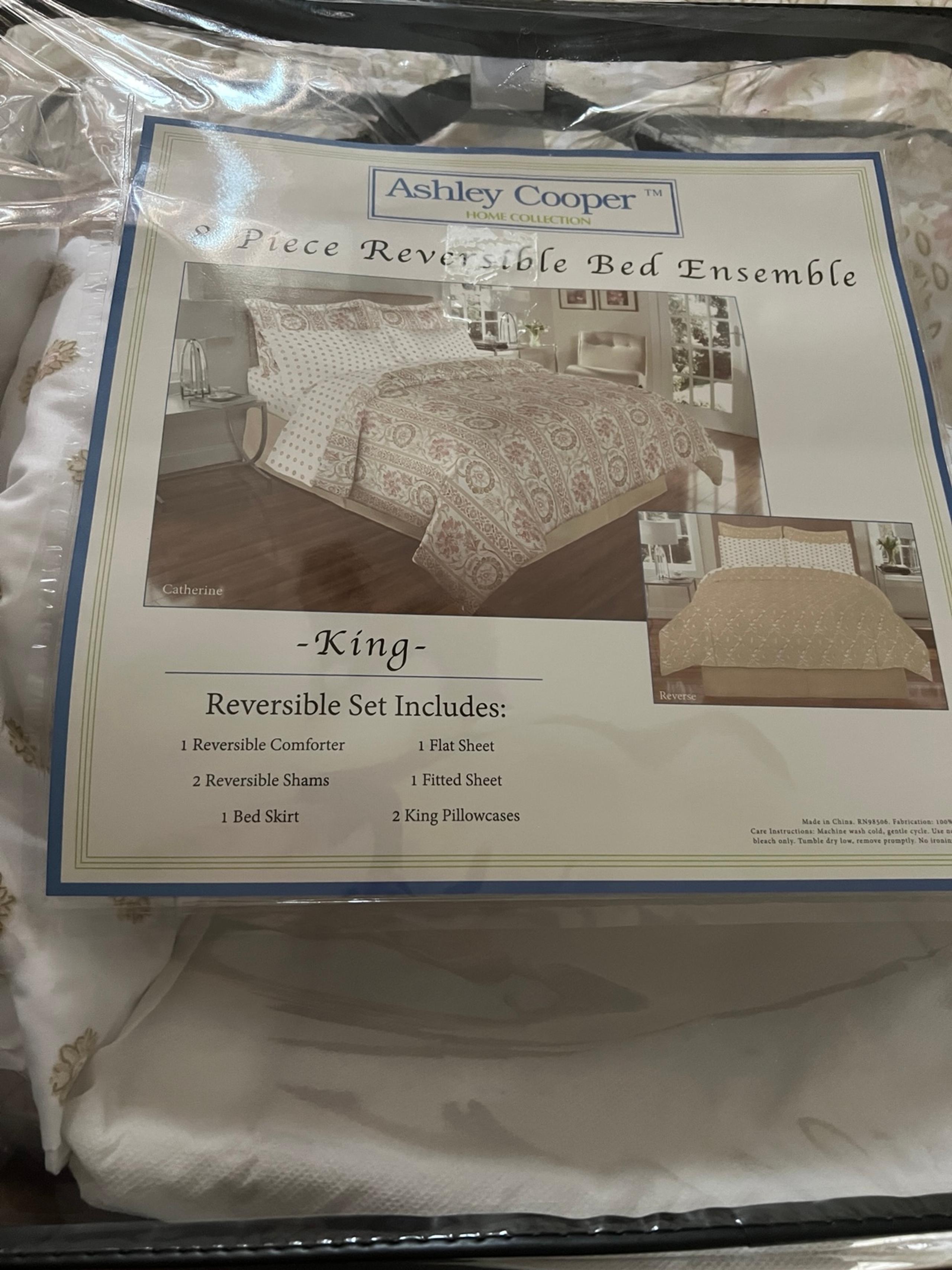 Ashley Cooper Home Collection 9 Piece Comforter Set Full Size Beige Tan Floral