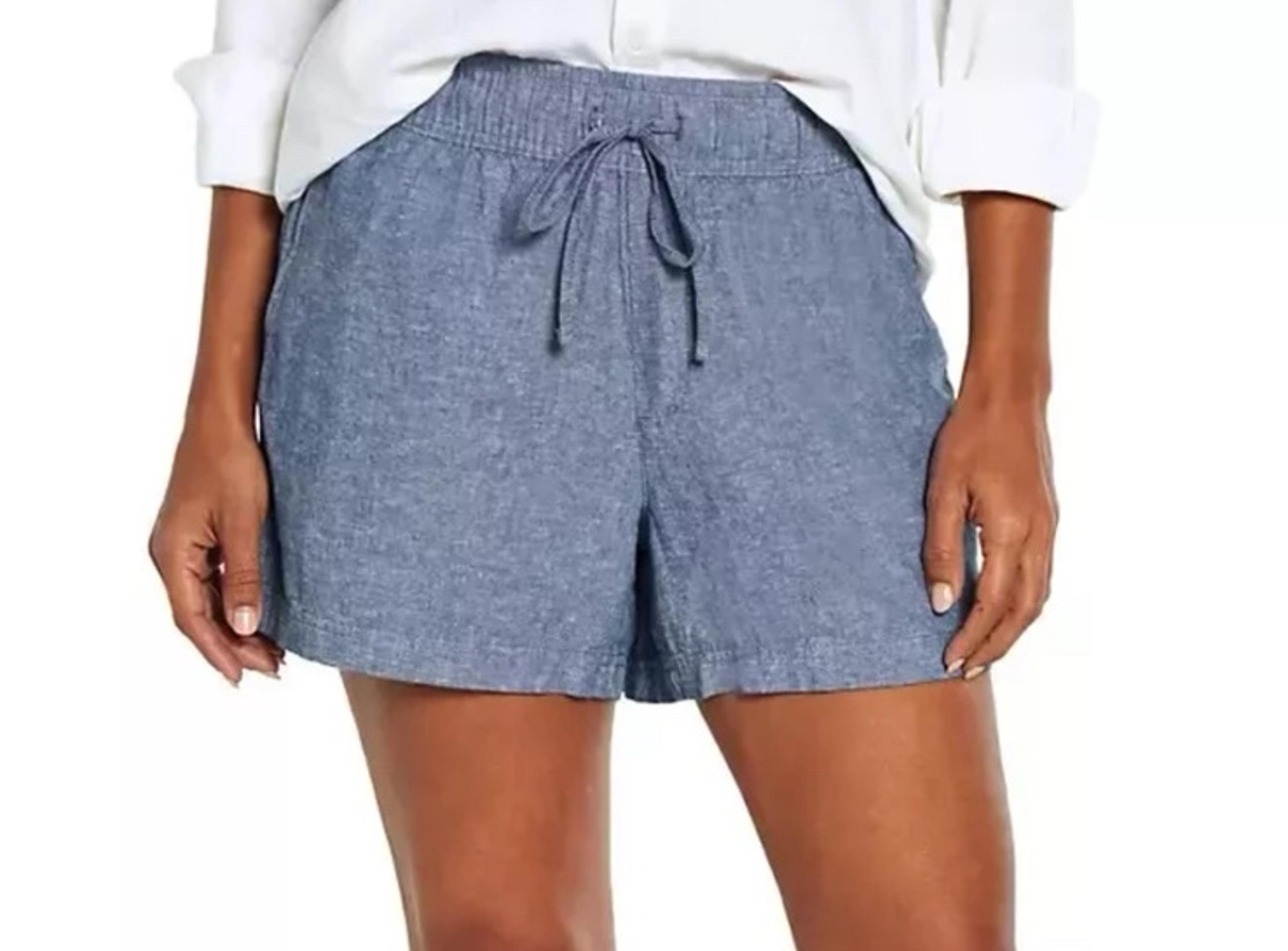 Gap Women’s Shorts Size Small Linen Blend Blue Summer Outdoors Flat Front Casual