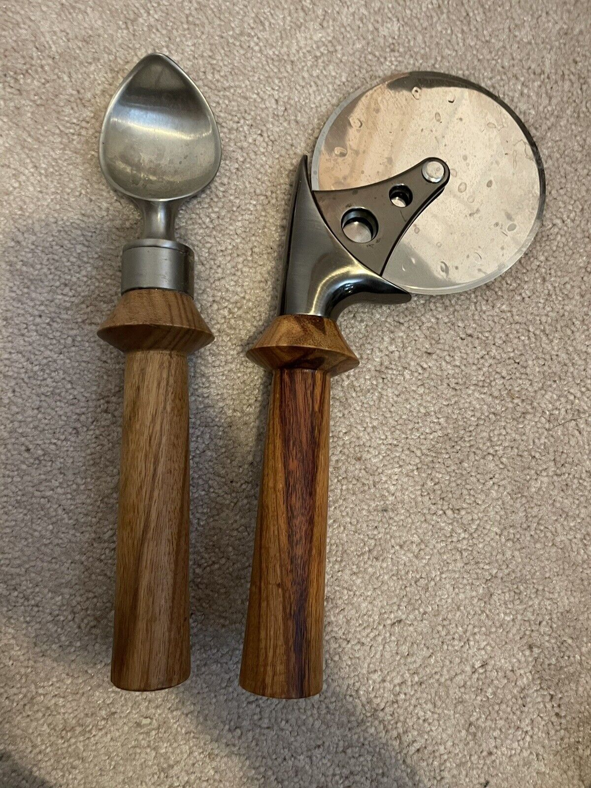 Hand Carved Ice Cream Scoop and Pizza Cutter - High Quality Specially Made