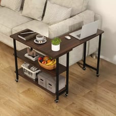 360° Rotatable Sofa Side Table L-shaped Laptop Desk Snack Table w/Shelf