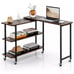360° Rotatable Sofa Side Table L-shaped Laptop Desk Snack Table w/Shelf