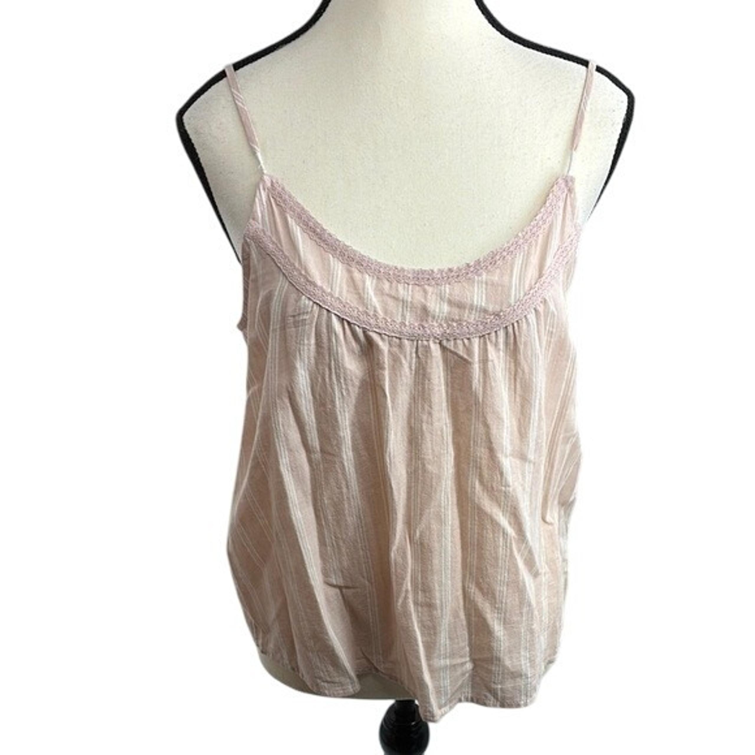 Abercrombie & Fitch Cami Tank Top Womens S Pink Striped Sleeveless Lace Trim