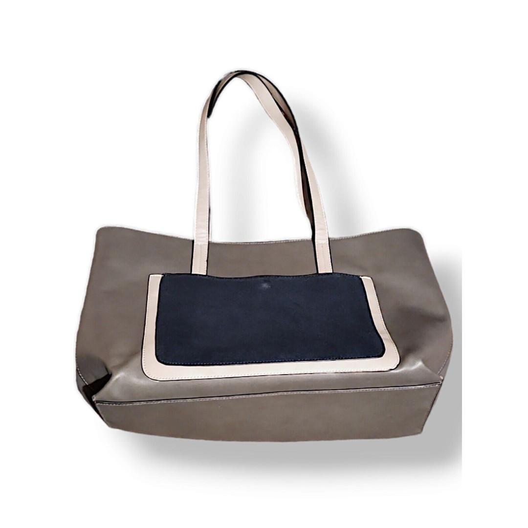Lily Ivy Weekender Tote Handbag Grey Navy Medium 11 Inch Tall