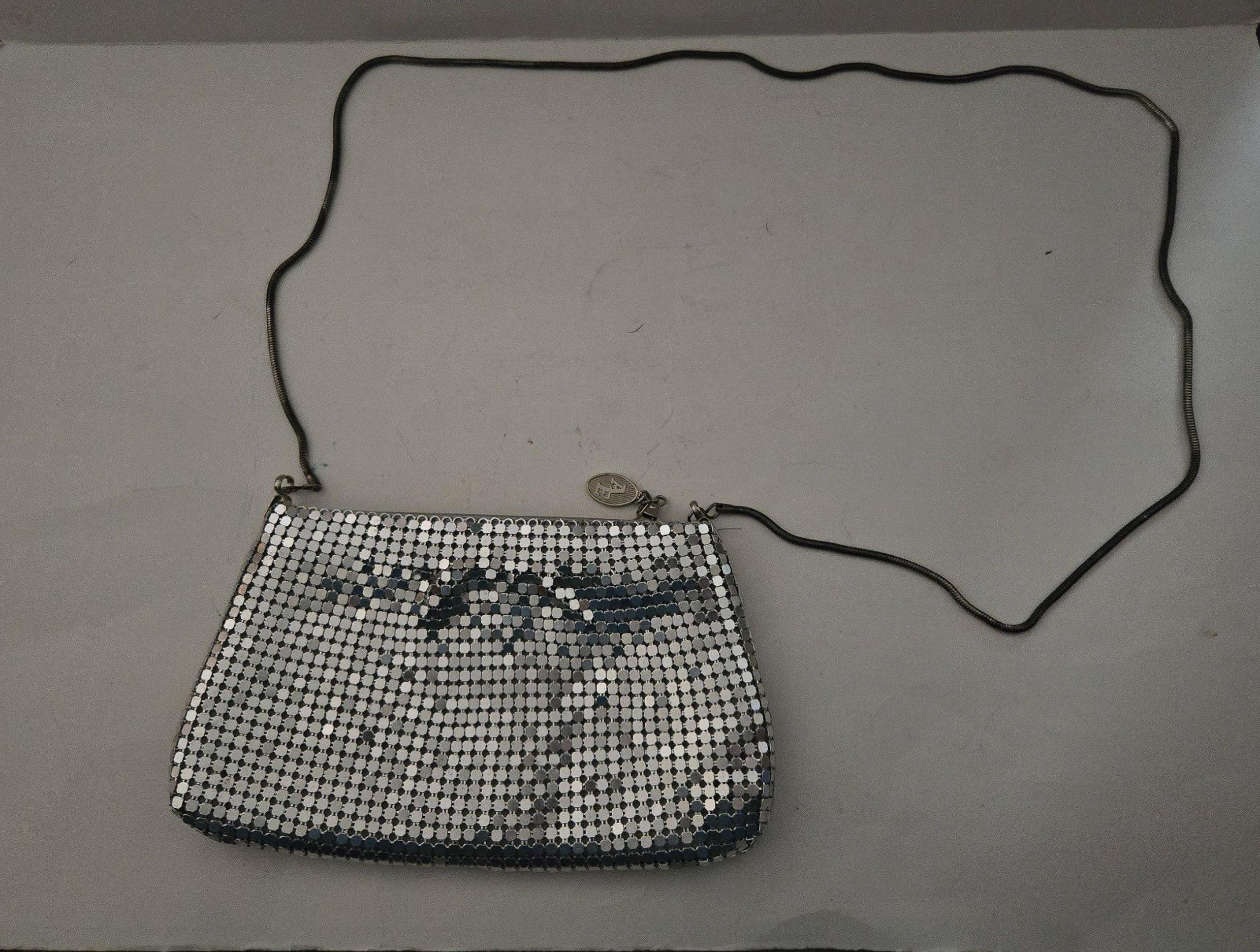 Vintage American Eagle silver mesh evening cross body bag