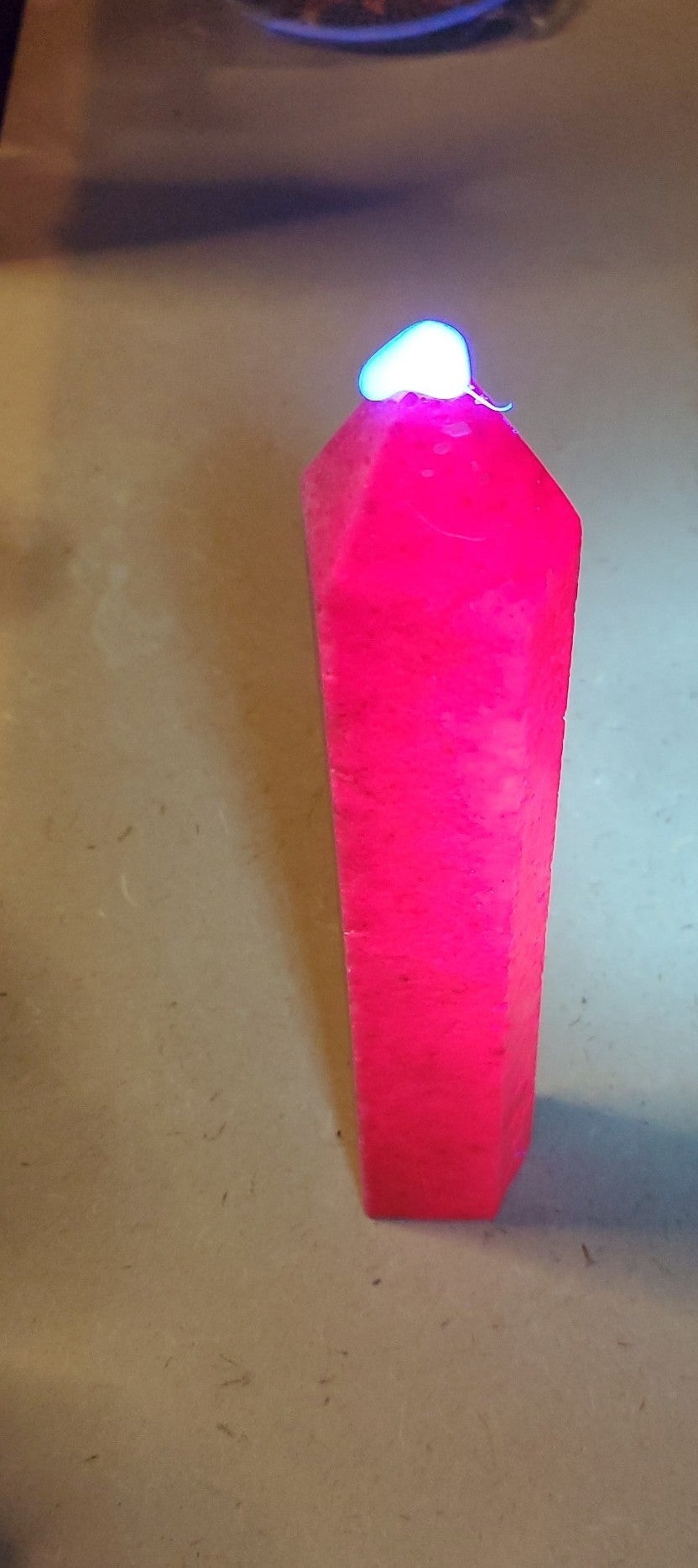 Large highly uv reactive Ruby tower w/ gift