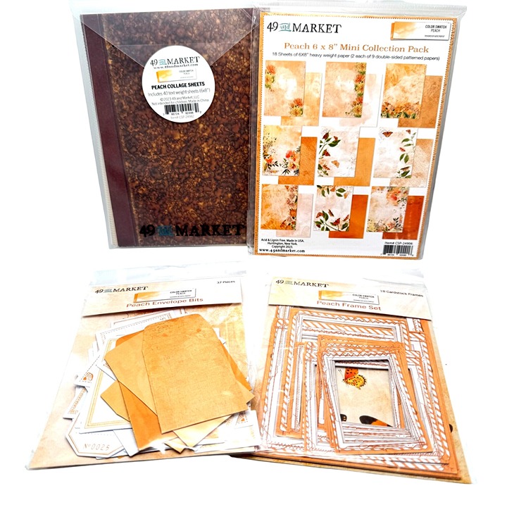 49 and Market Peach 4 Pack Set Paper Ephemera Frames Floral Color Swatch
