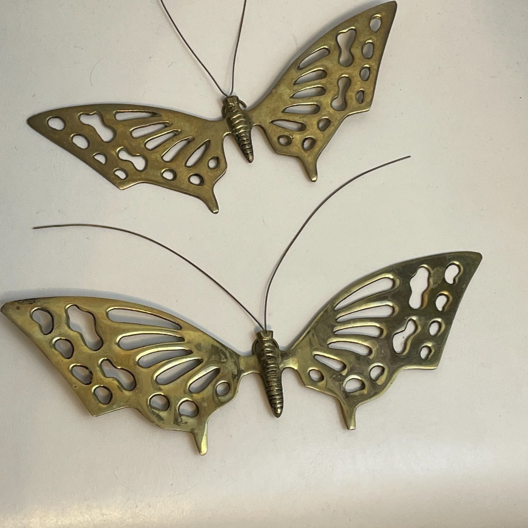 VTG/Retro {Set of 2} Brass Butterfly Boho/Hippie Wall Decor Made in Korea