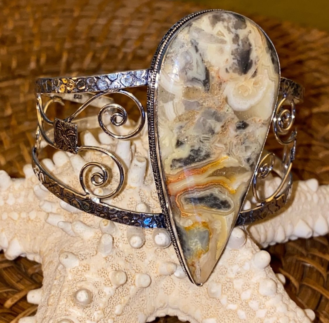 Lace Agate handcrafted adjustable cuff