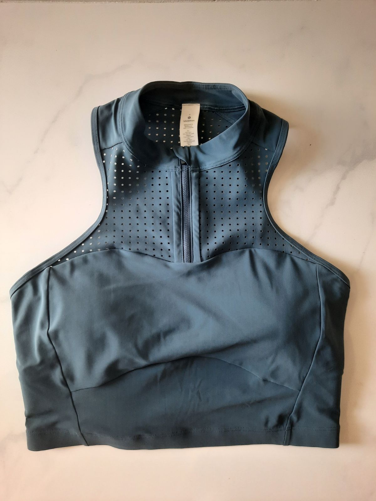 Lululemon Unleash Strength Zip Sports Bra Padded Iron Blue Size 8 NWOT