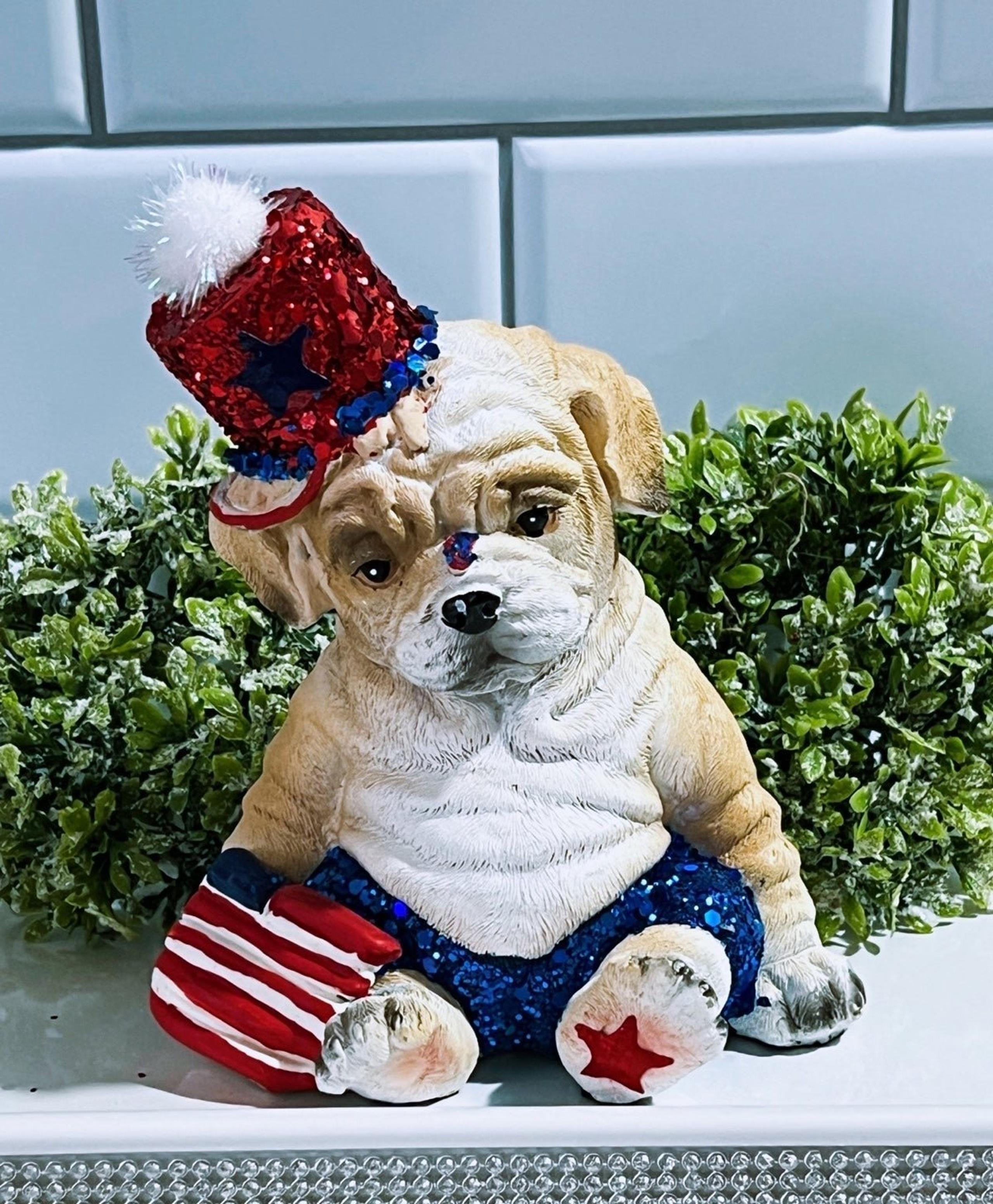 Patriotic Pug/Bulldog tier tray decor