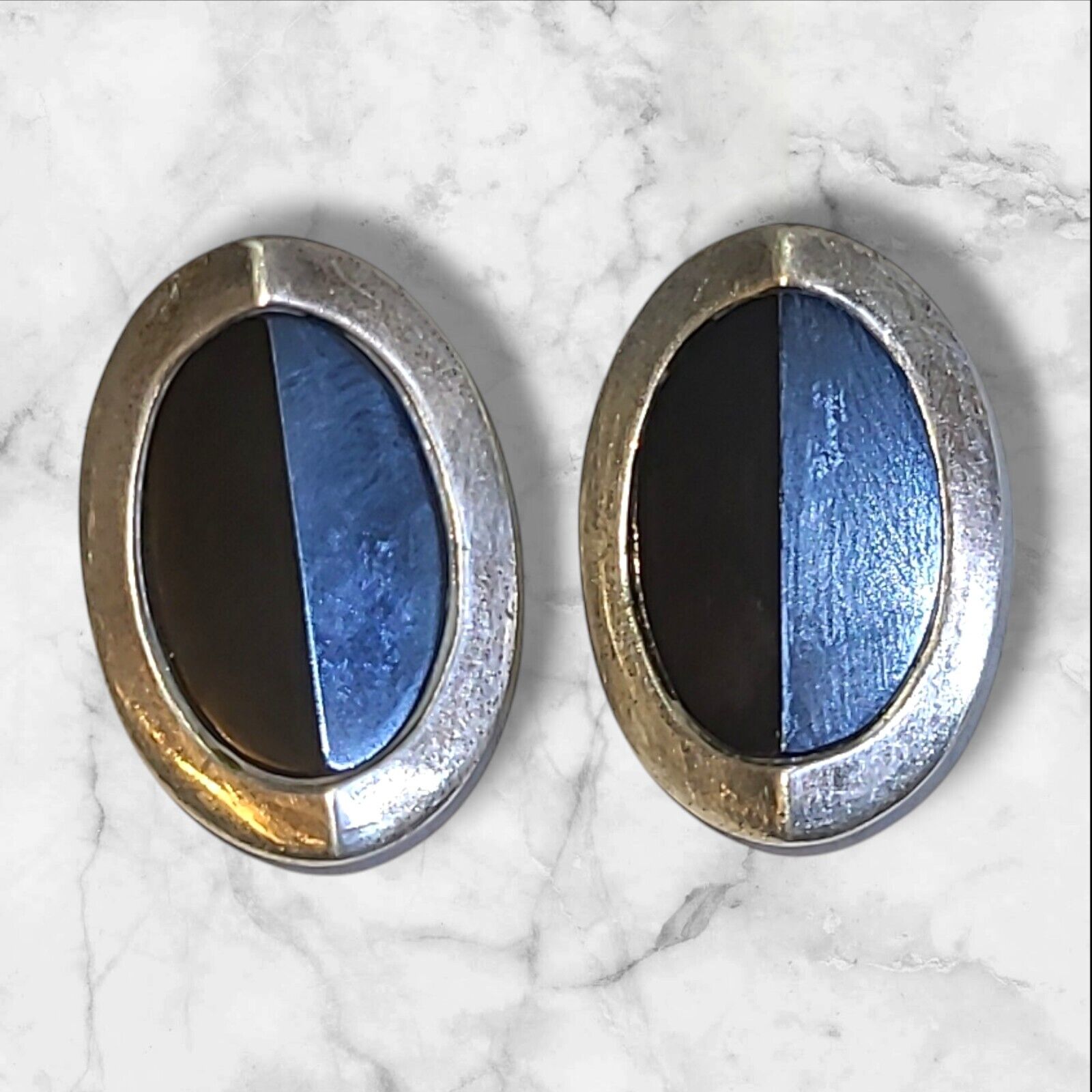 Vintage Carolee Modernist Sterling Silver 925 Hematite Clip-on Earrings