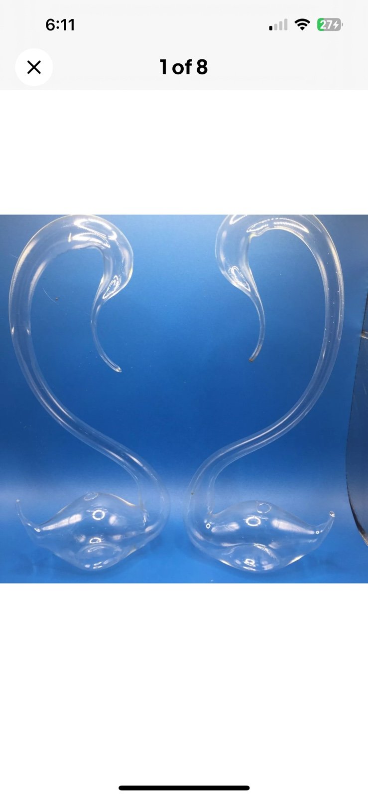 7 pc glass swan set