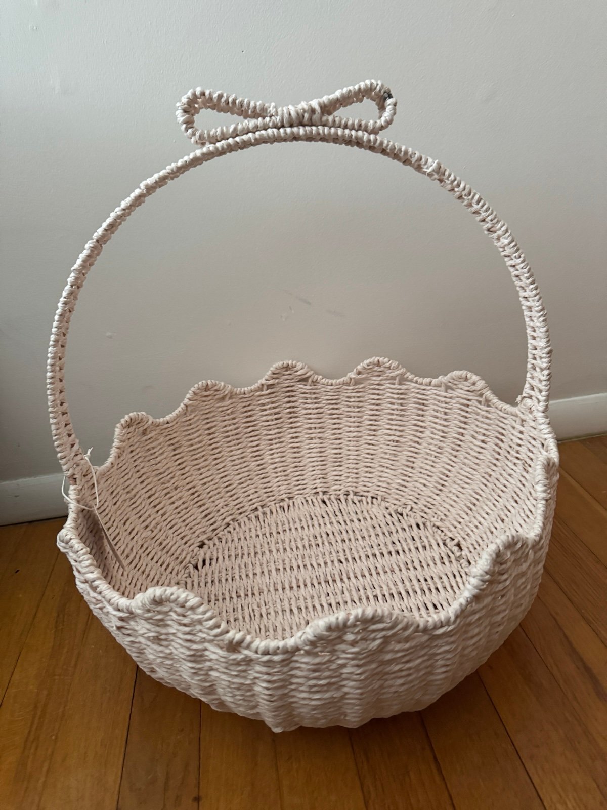 Pink bow wicker Easter Basket