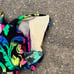 Vintage 80s Mainstream neon floral leaf one piece swimsuit