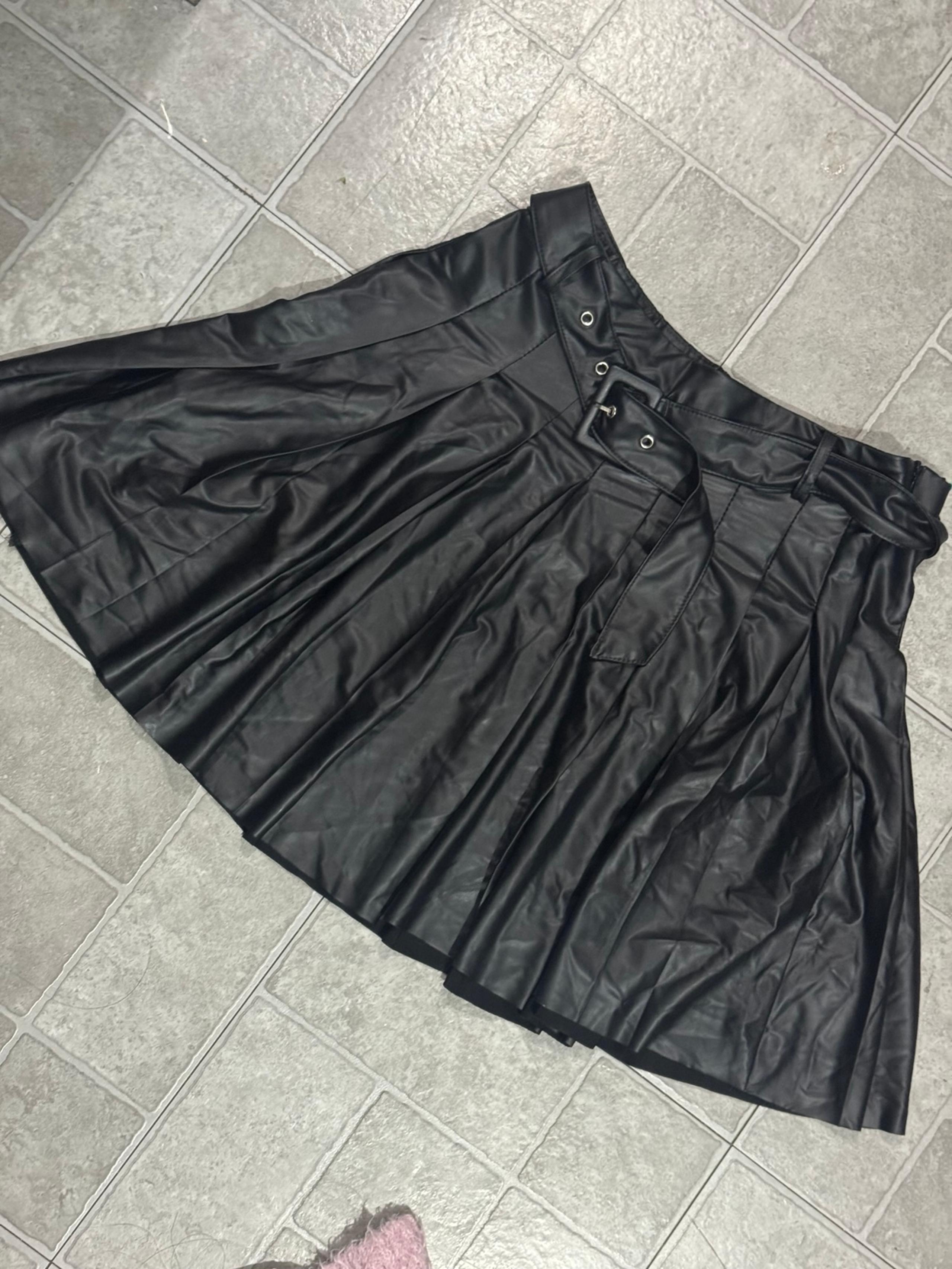 Haute Monde Black Faux Leather Mini Skirt