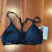New NWT Seafolly Black Bikini Swim Top Rouleau Bralette Strappy T-Back US Size 4
