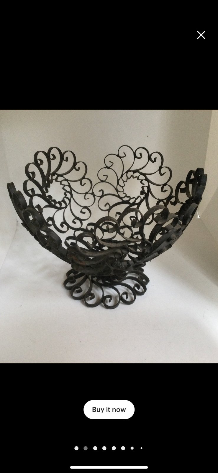 Vintage Black Metal Pedestal Bowl
