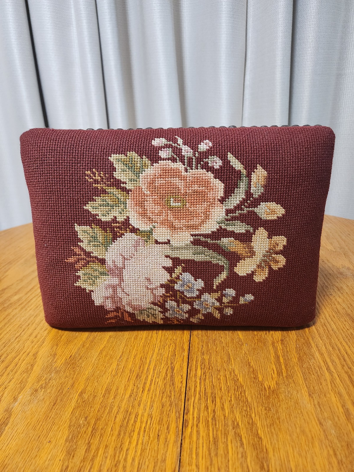 Floral Needlepoint Footstool