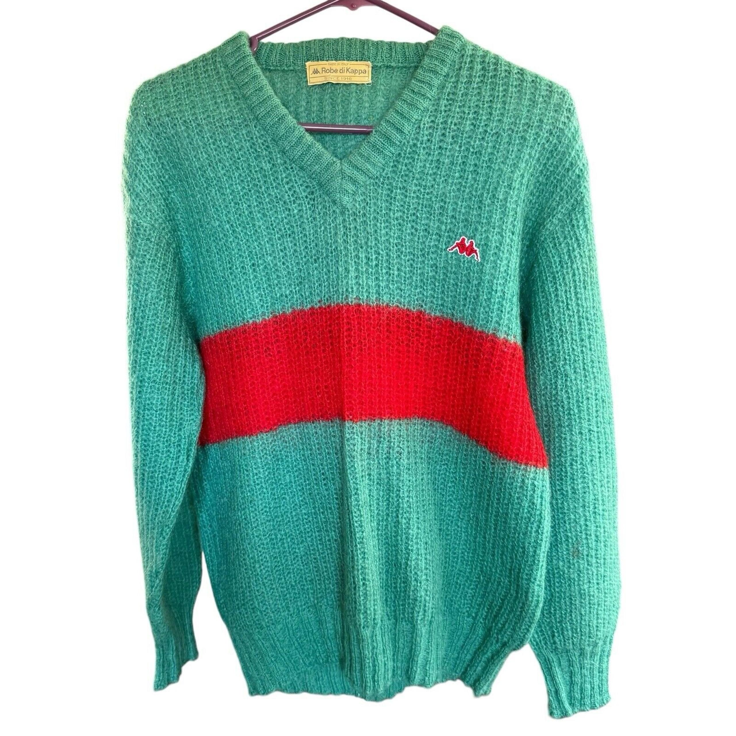 Vtg Robe Di Kappa Sweater Women's Sz M Red Green Mohair Wool Blend Made In Italy