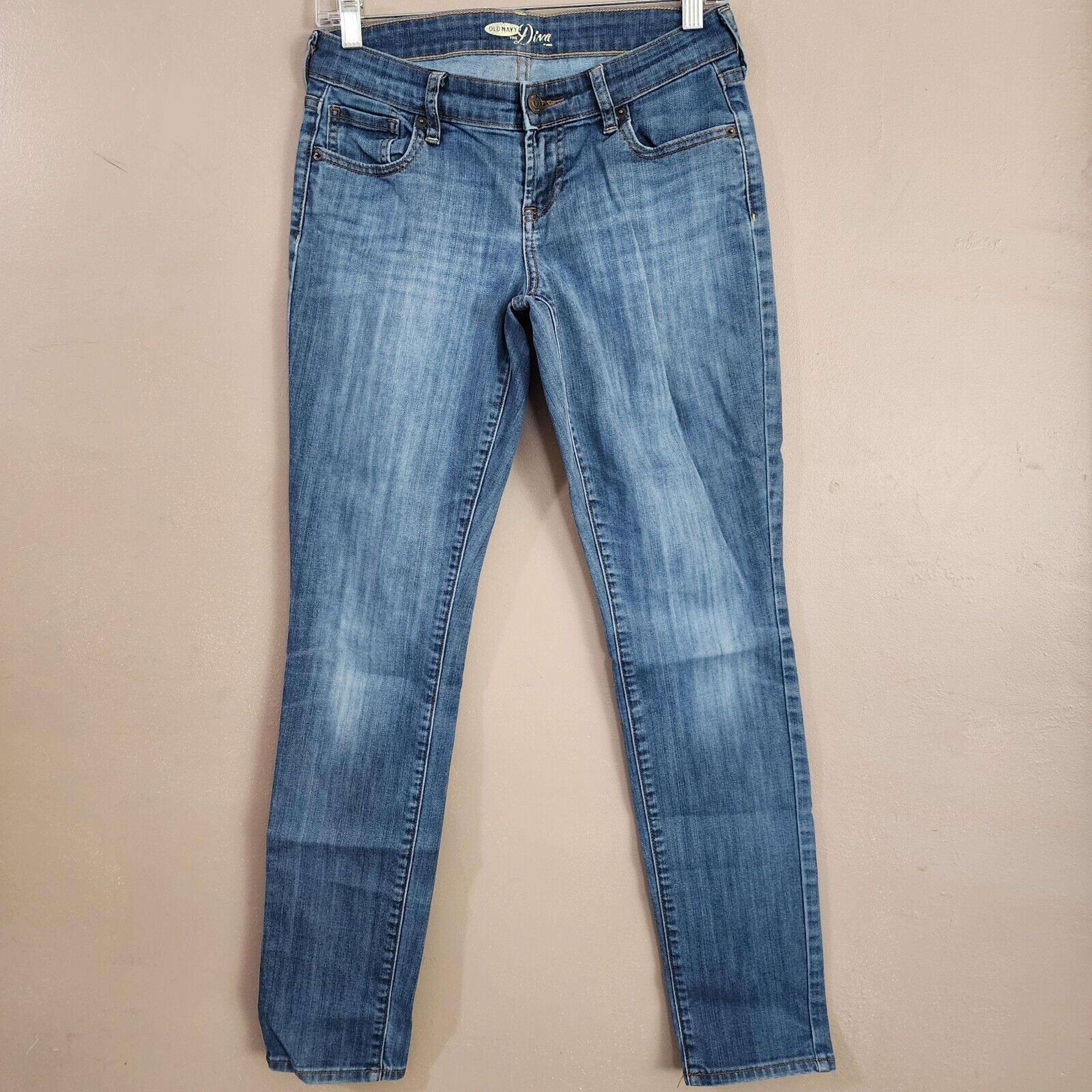 Old Navy Womens Diva Slim Tapered Leg Jeans Size 2 Blue Low Rise Stretch