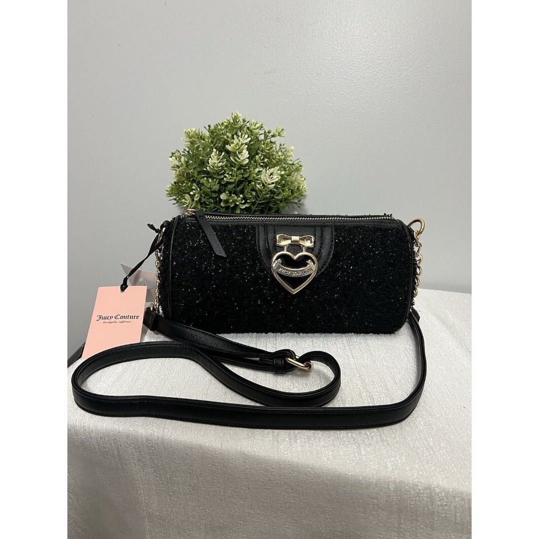 NWT Juicy Couture Liquorice Precious Moments Roll Bag Bow Crossbody
