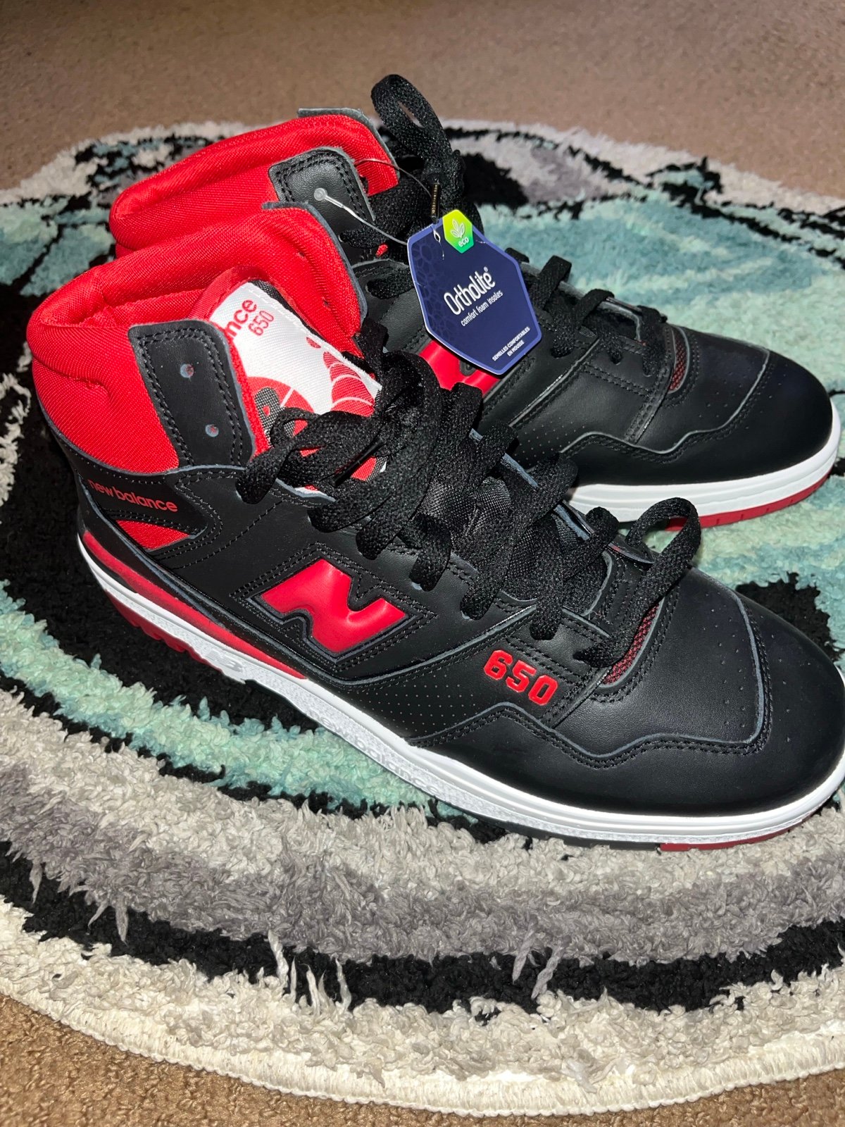 NEW BALANCE 650 MENS SNEAKERS RED/BLACK SZ. 10.5