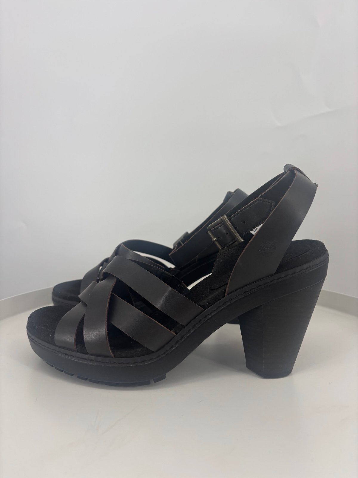 NWOB Timberland Chauncey Black Lug Sole Comfort Block Heels Black 9.5