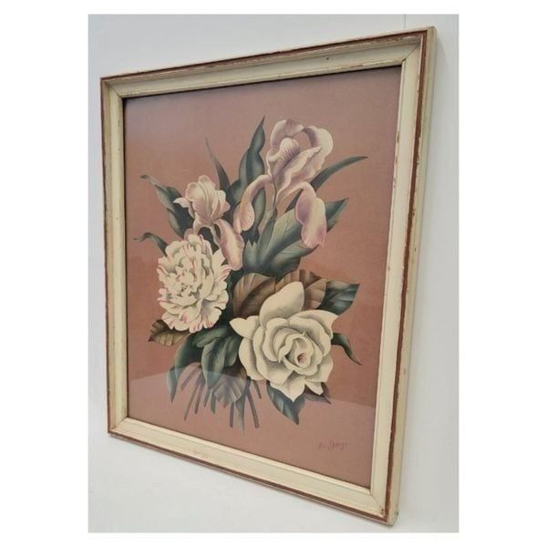 Vintage Midcentury Floral Lithograph Art Print