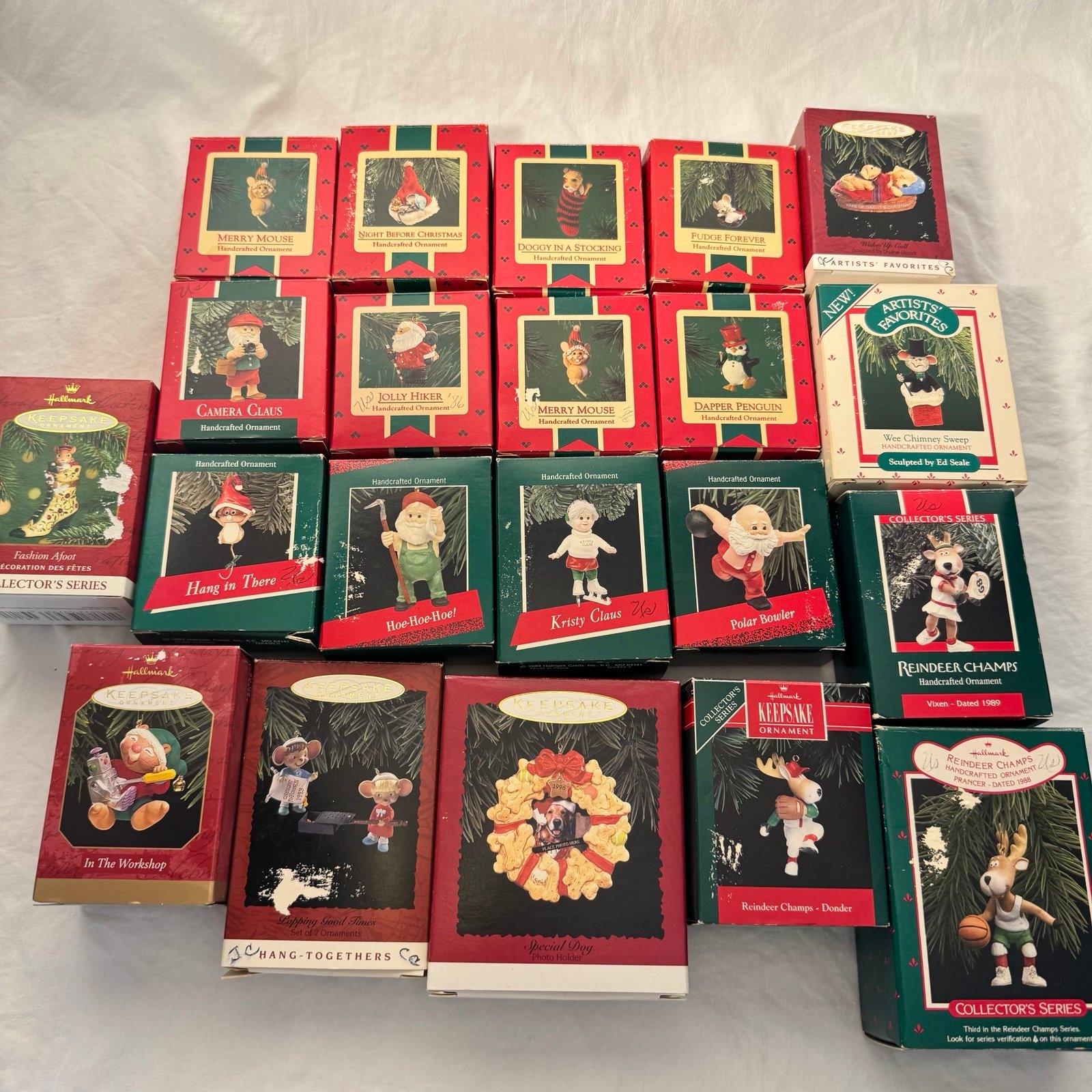 Hallmark Vintage 80s 90s Christmas Ornaments In Box Lot Of 21 Keepsakes