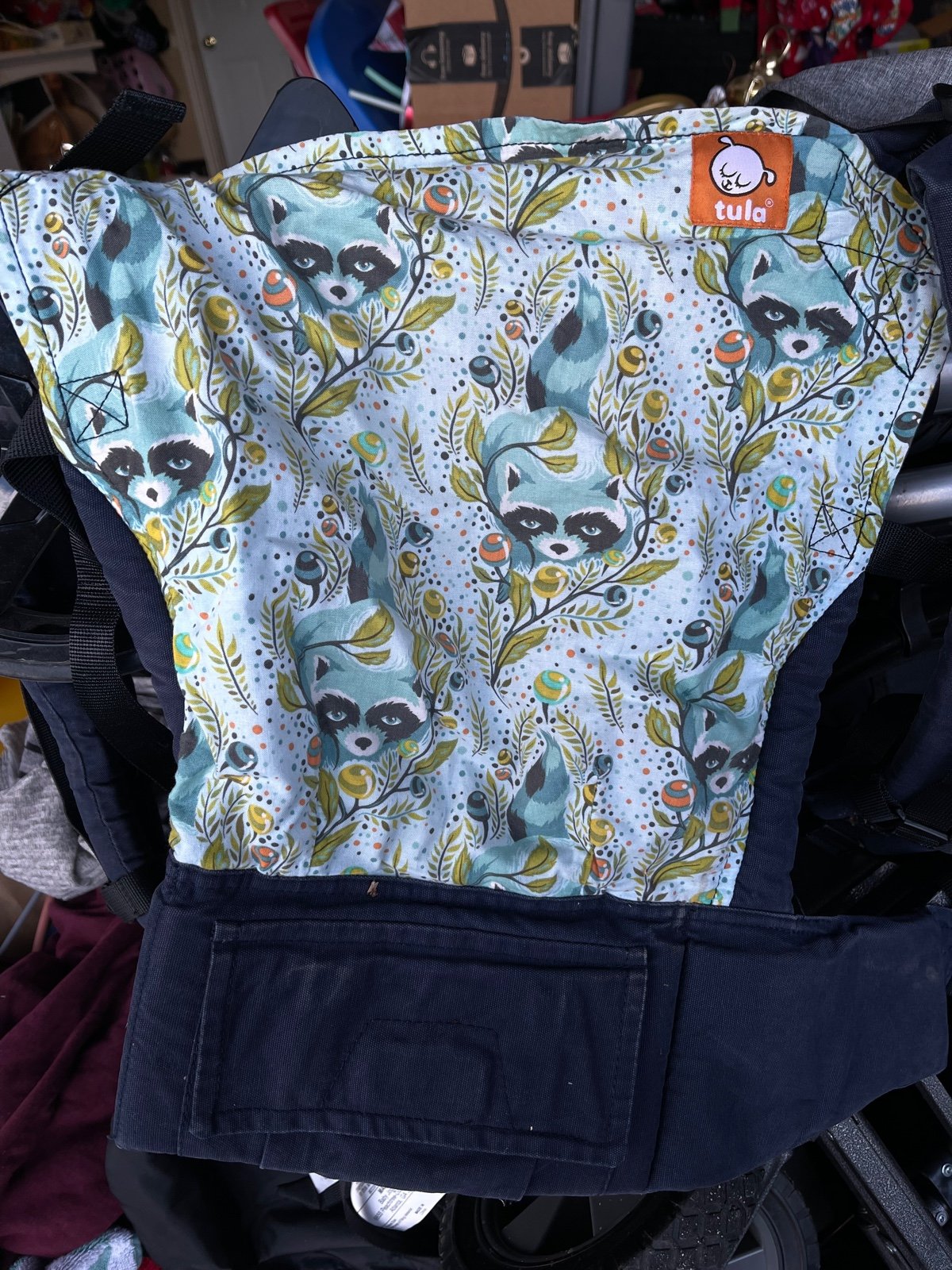 Raccoon Tula Baby Carrier, custom suck pads (not used)