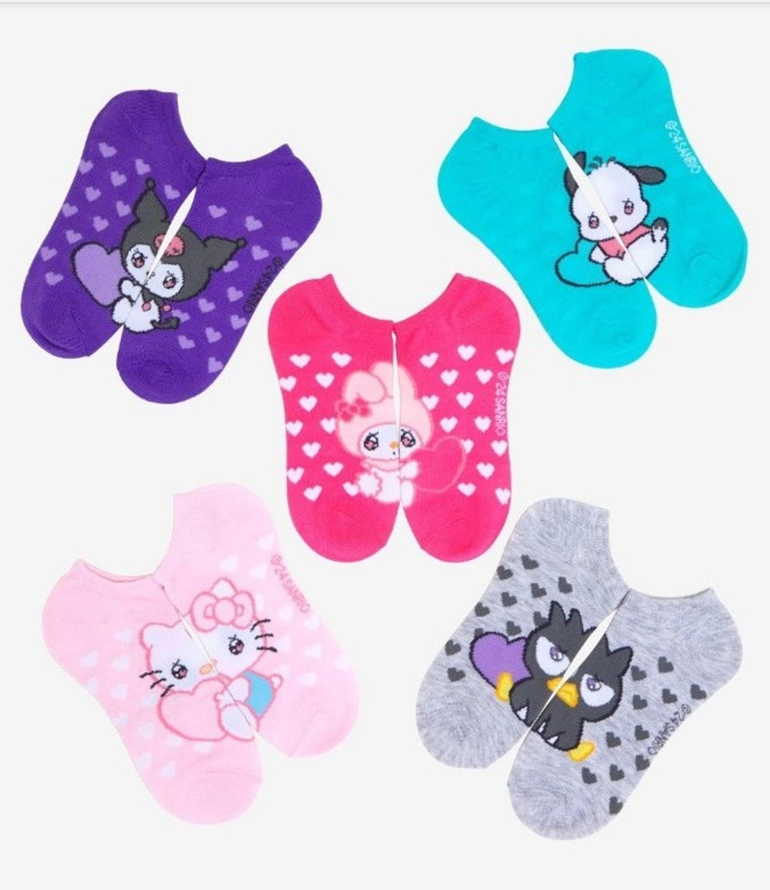 New Women's Sanrio Hello Kitty & Friends Emo-Kyun No Show Socks Set