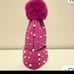 Steve Madden Faux Pearls Beaded Hot Pink Beanie Hat with Pompon NWT
