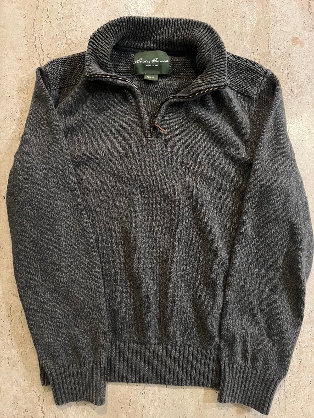 Eddie Bauer Cotton Knit Men’s Pullover Sweater Greenish/Gray Size Large