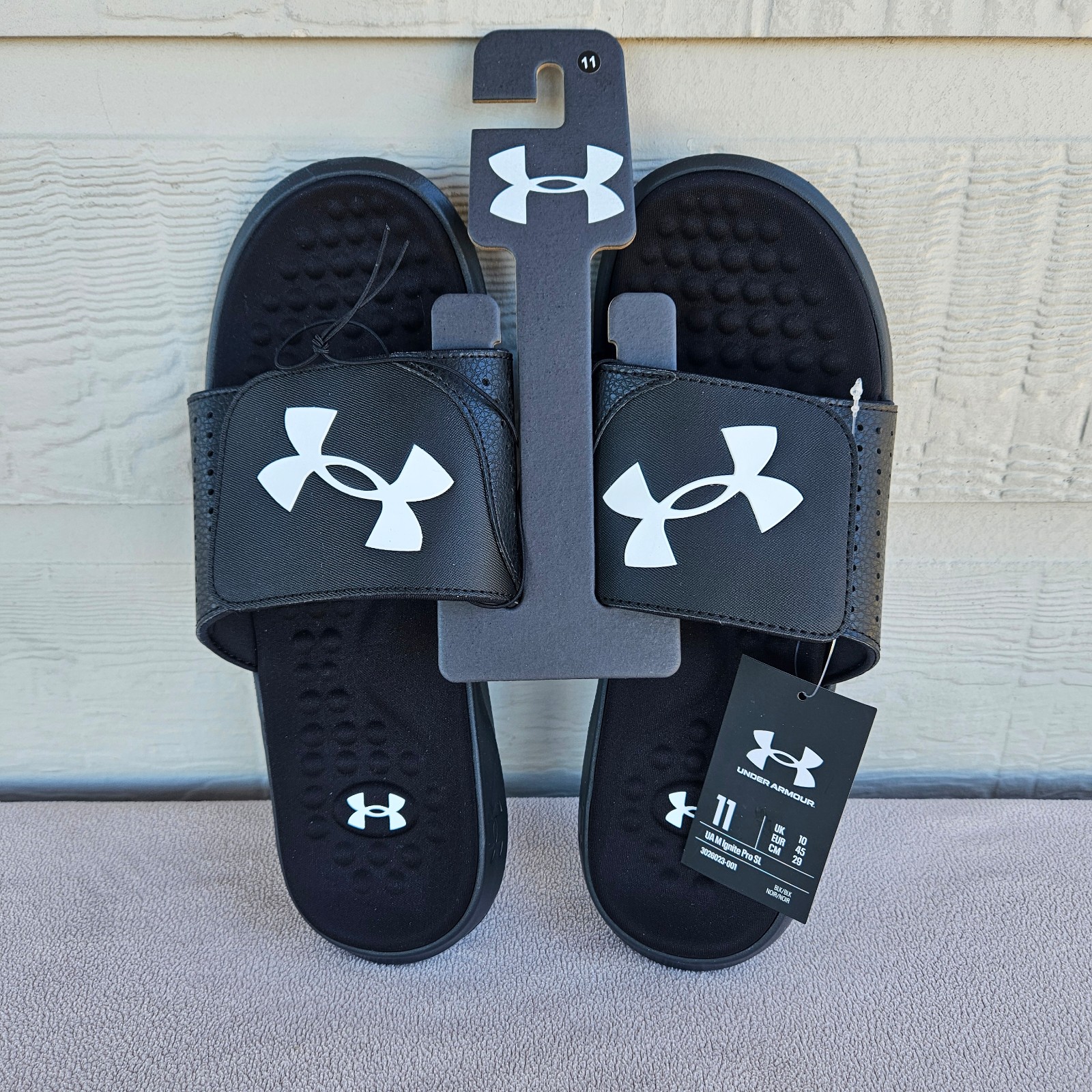 Under Armour Ignite Pro Slide Sandal Men SZ 11 Black Slip-On 3026023-001