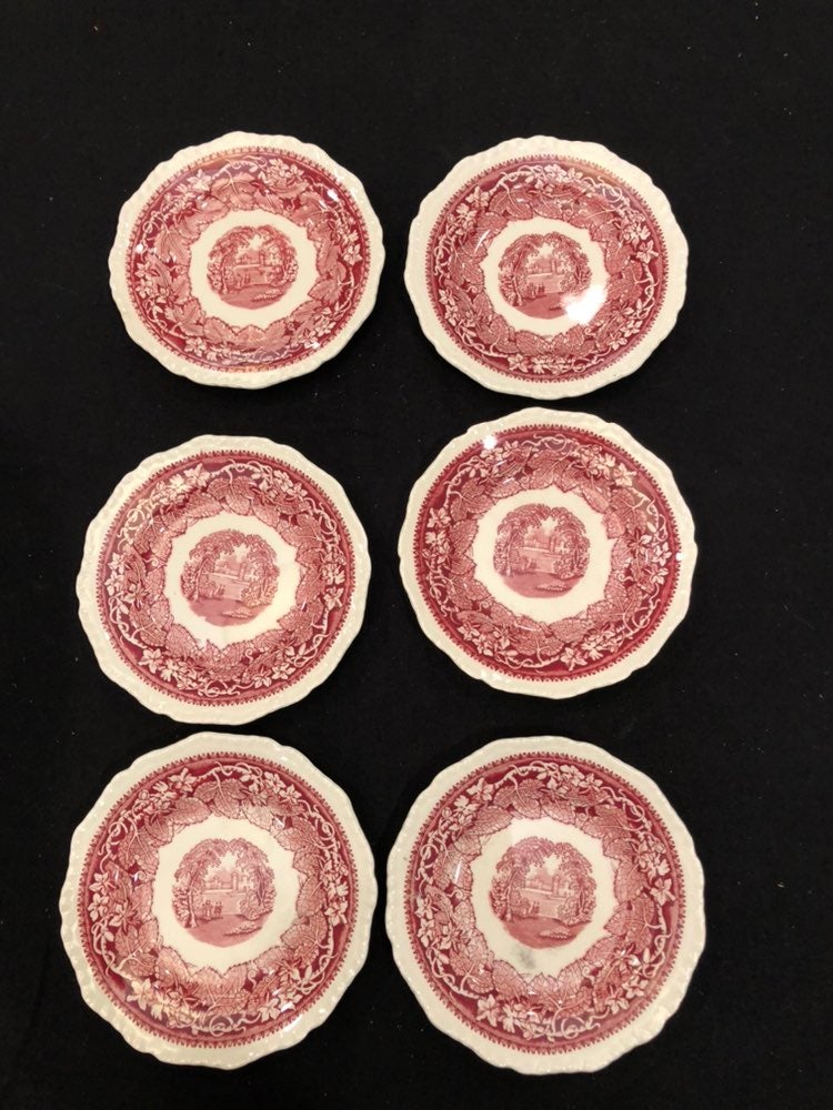 Mason's Vista Pink Transferware Ironstone Bread Plates