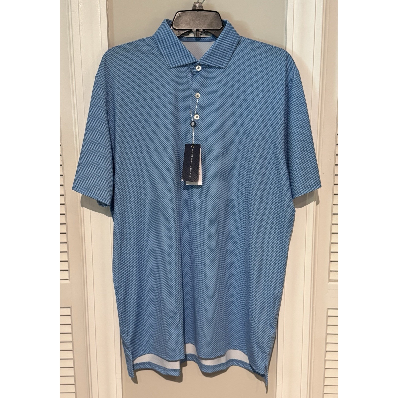 NWT Holderness And Bourne Mens Polo Shirt The Byrd Golf Polo Size Large Blue New