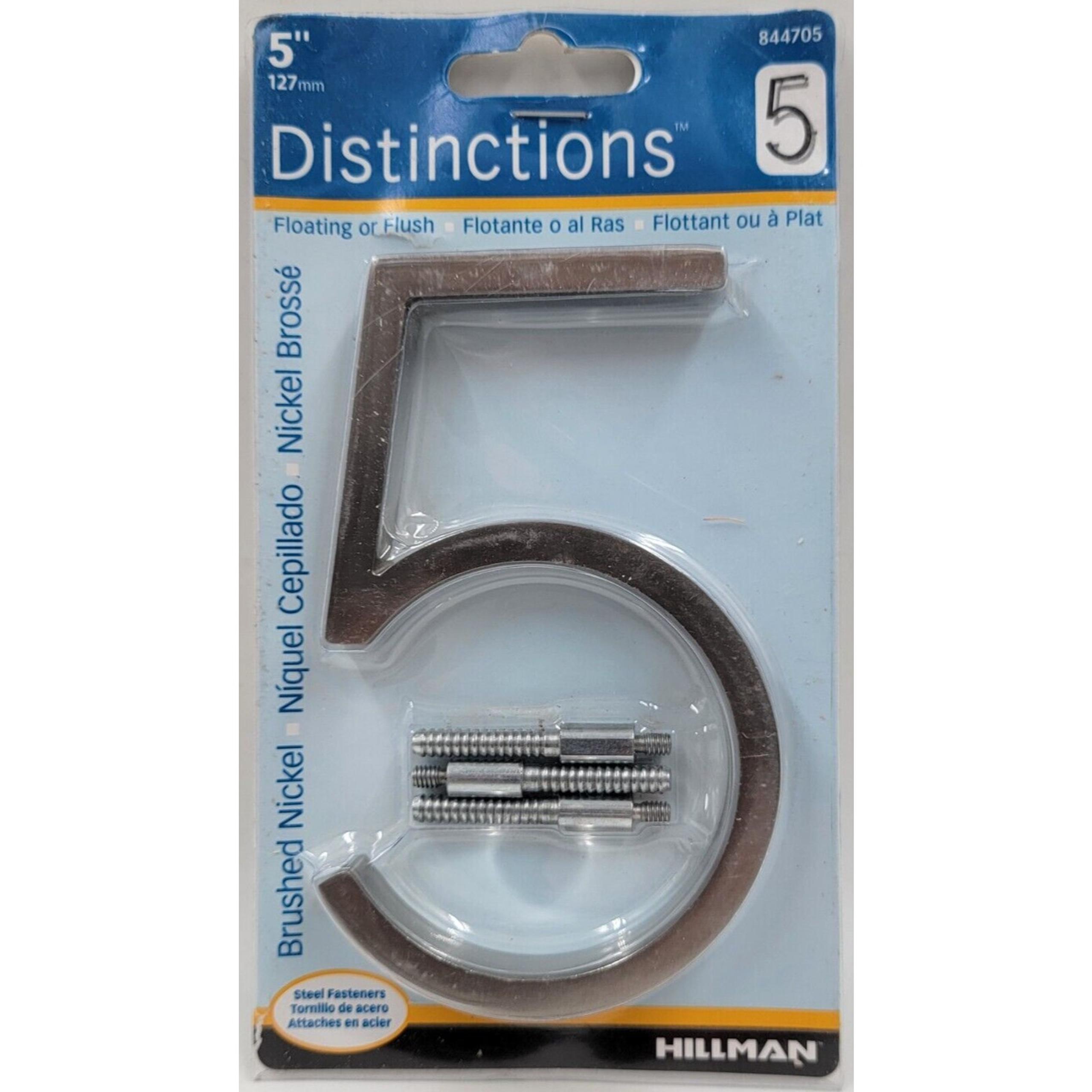 Hillman House Address Number 5 Floating Mount 5 Inch Brushed Nickel Silver