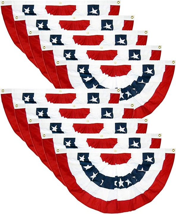American Patriotic Pleated Fan Flag, 36x18 inches