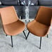NEW 2 Dining Chairs in Faux Leather Cushion Seat and Sturdy Metal Legs, Brown