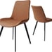NEW 2 Dining Chairs in Faux Leather Cushion Seat and Sturdy Metal Legs, Brown
