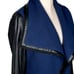 VINCE Wool Blend Moto Leather Jacket Boucle Coat Raw Trim Drape Wide Lapel Blue