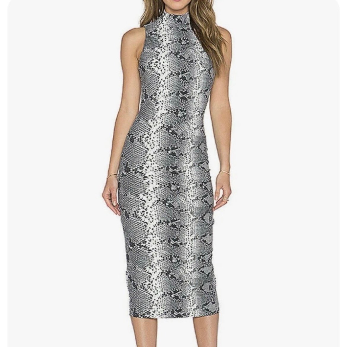 Elizabeth and James Boa Mock Turtleneck Sleeveless Bodycon Python Dress Size 2