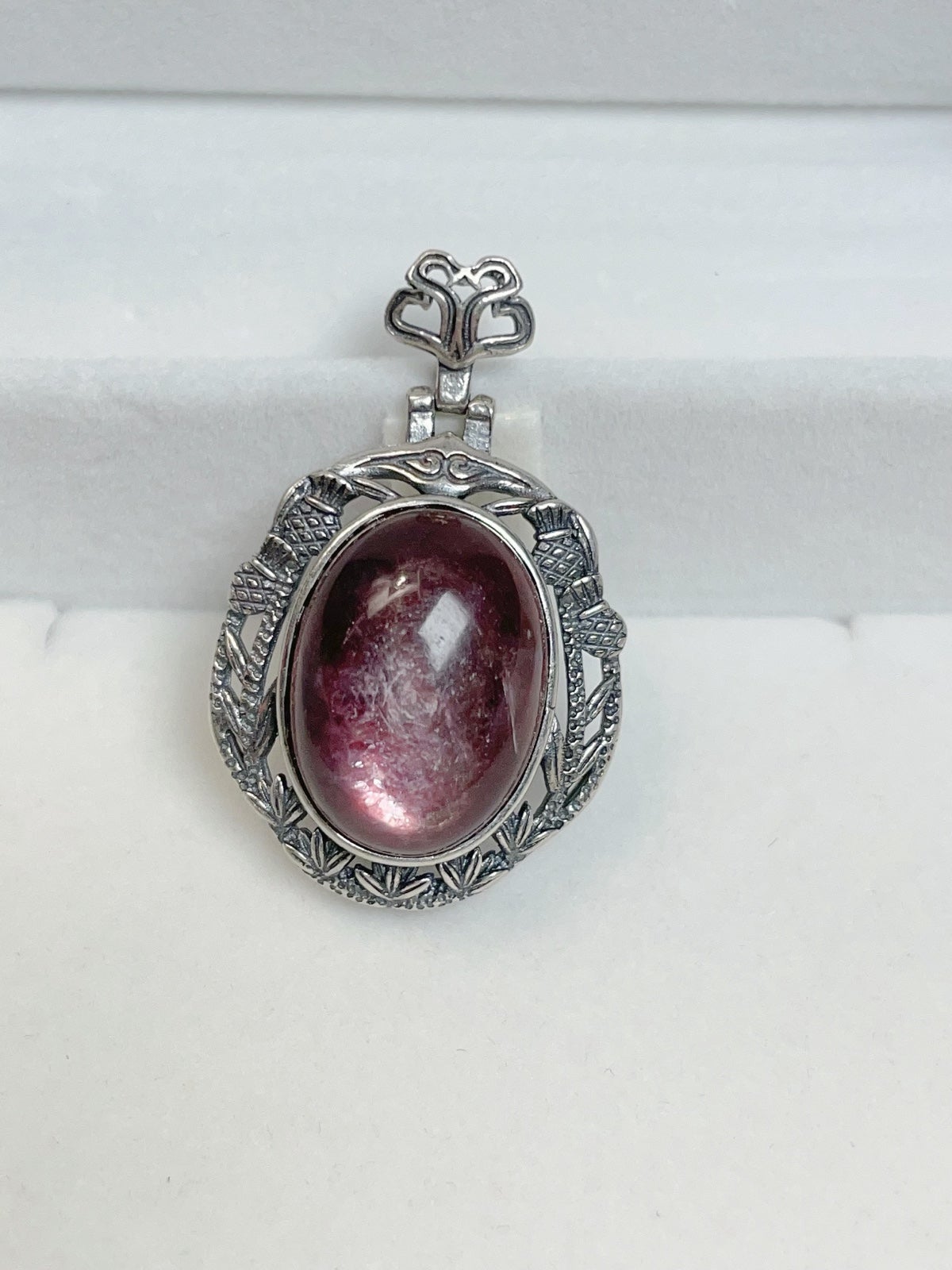 Vintage Purple Lepidolite S925 Sterling Silver Pendant