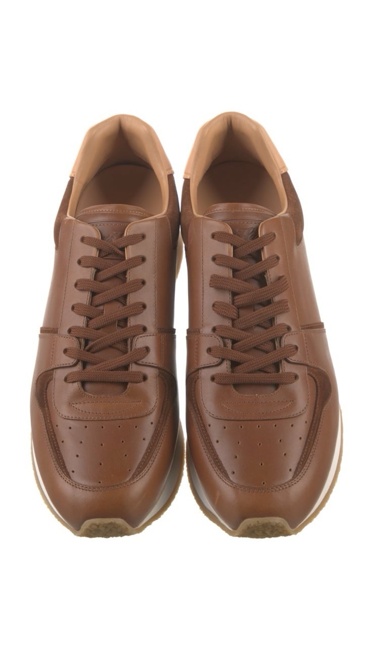 Louis Vuitton Tan Leather Lace Up Low Top Sneakers
