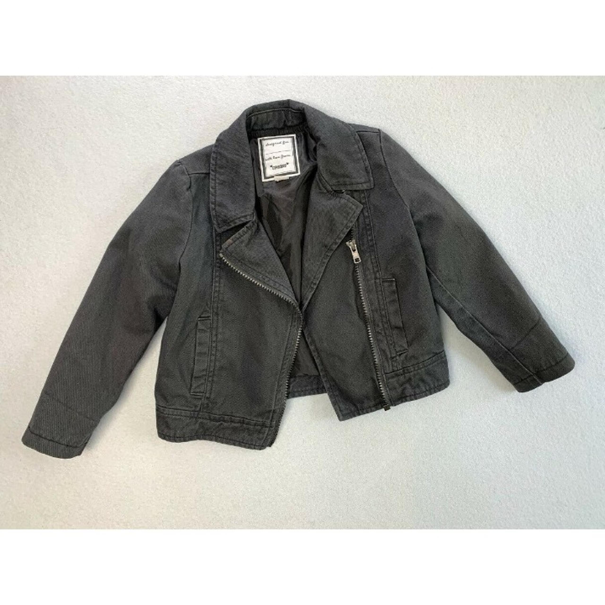 Gymboree Girls Size XS (4) Gray Denim Moto Jacket Lined