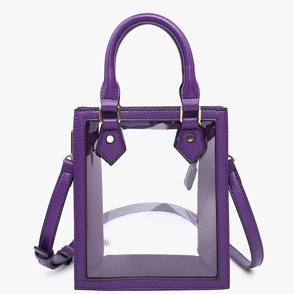 Elise Clear Stadium Rectangular Crossbody with Dual Handles Purple