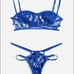 Royal Blue Floral Lace Embroidered Mesh Cut-Out Lingerie Set